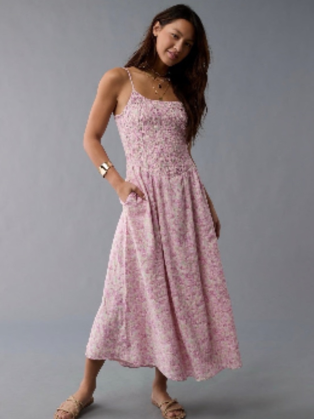 American Eagle Bella Midi Dress Floral Print XL